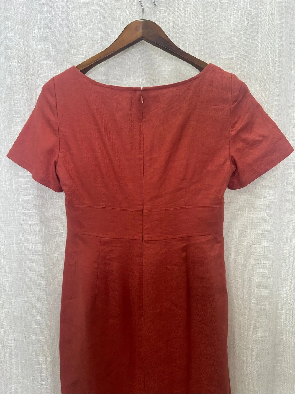 J. Crew Rust Short-Sleeve Square Neck Sheath Dress Size 8 Excellent Condition